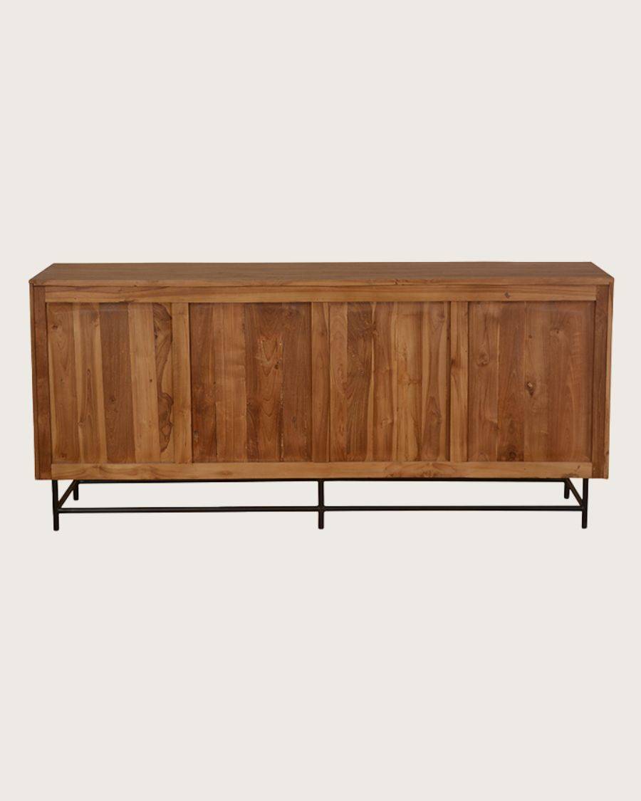 Kappa - Grand Buffet bas en teck recyclé avec motif chevron et métal 180 cm - UNIQKA - Image 5