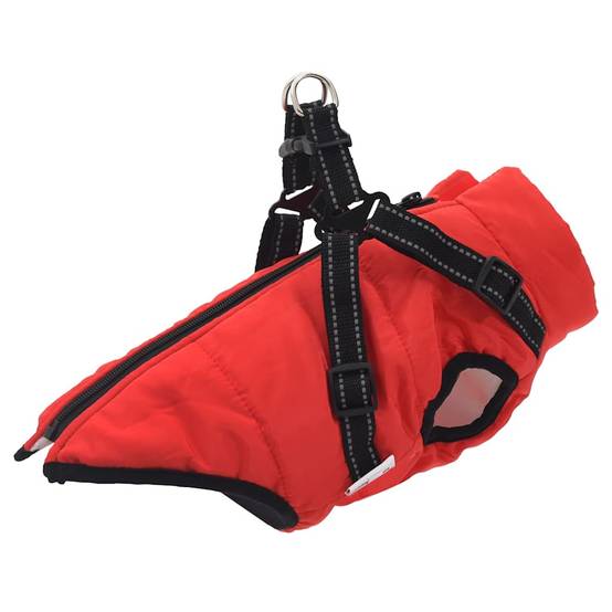 Manteau pour chien chaud et imperméable avec harnais intégré pour l'hiver Rouge L32 – ComfortXL Pet Living - Image 1