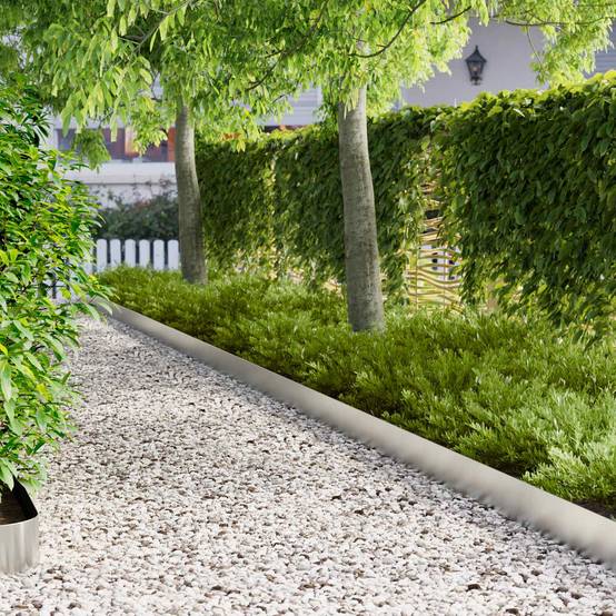 Bordure pelouse acier aménagement jardin création lignes 100x12cm argenté - ComfortXL Outdoor Living - Image 1