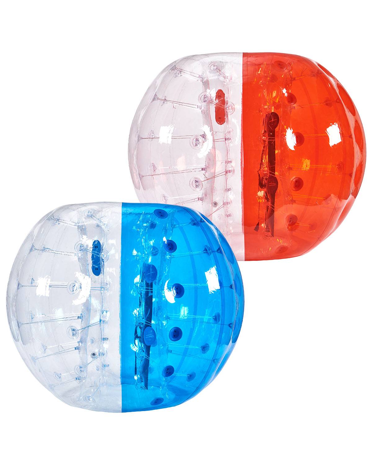 VEVOR Bulle gonflable 1,5m 2PCs PVC pour jeux contact extérieur (adultes/adolescents), bleu et rouge. - Image 1