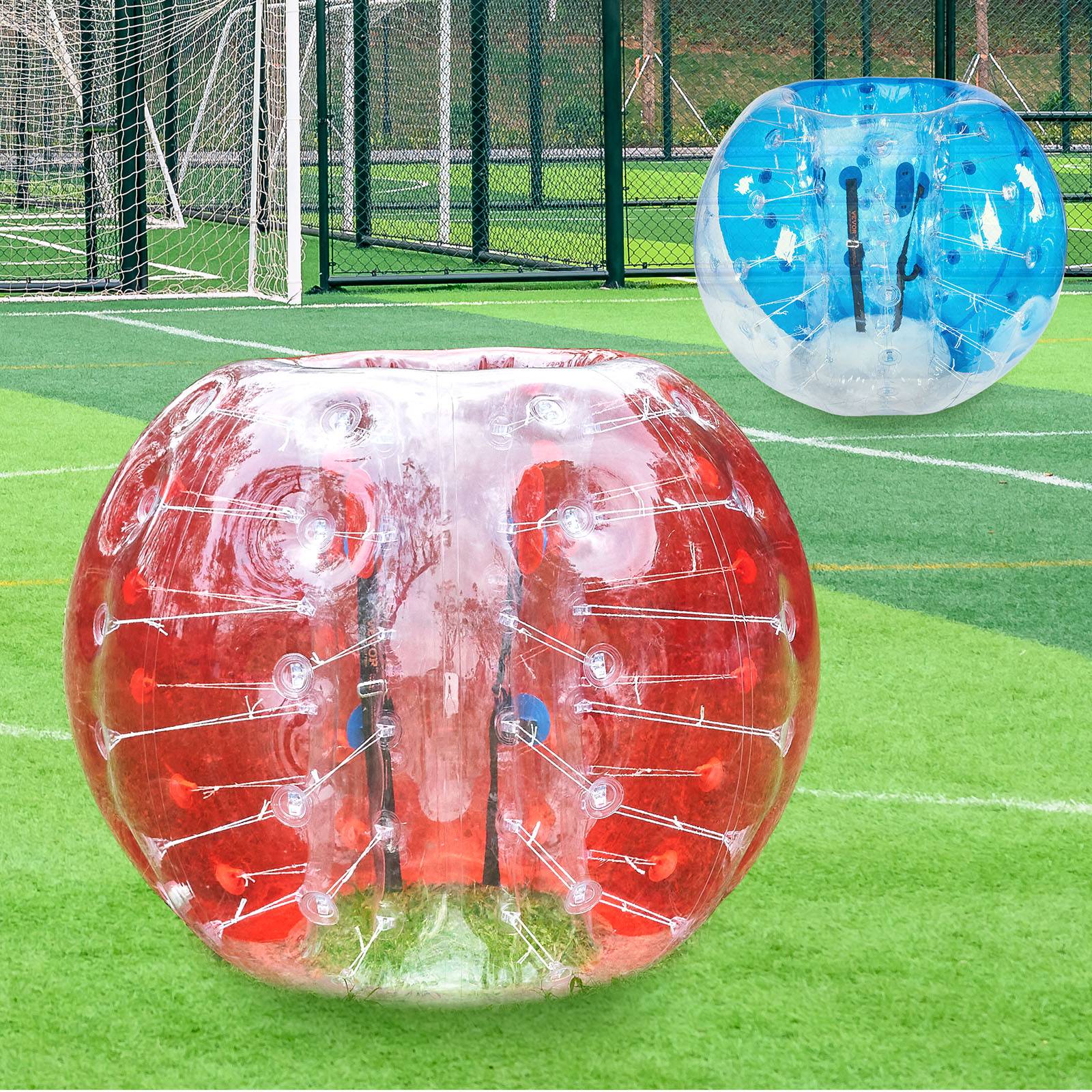 VEVOR Bulle gonflable 1,5m 2PCs PVC pour jeux contact extérieur (adultes/adolescents), bleu et rouge. - Image 8