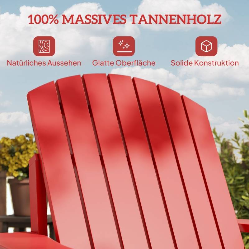 Fauteuil jardin Adirondack bois terrasse avec porte-gobelet 72x94x93cm rouge - ComfortXL Outdoor Living - Image 6