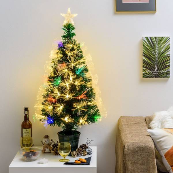Lotti - Sapin lumineux fibre optique à LED blanc chaud et multicolore 100CM intérieur avec cimier Lotti - Image 4