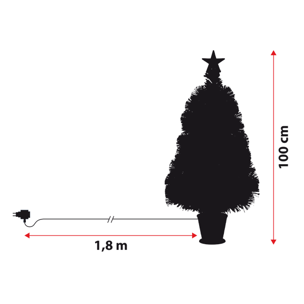 Lotti - Sapin lumineux fibre optique à LED blanc chaud et multicolore 100CM intérieur avec cimier Lotti - Image 2