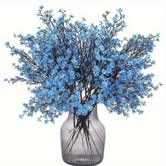 Bouquet de 10 Fleurs Artificielles Bleu Céruléen - Décoration pour Mariage et Intérieur - Sans Entretien - Lytech - Image 1