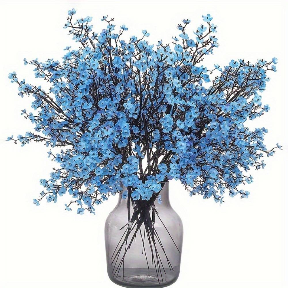 Bouquet de 10 Fleurs Artificielles Bleu Céruléen - Décoration pour Mariage et Intérieur - Sans Entretien - Lytech - Image 1