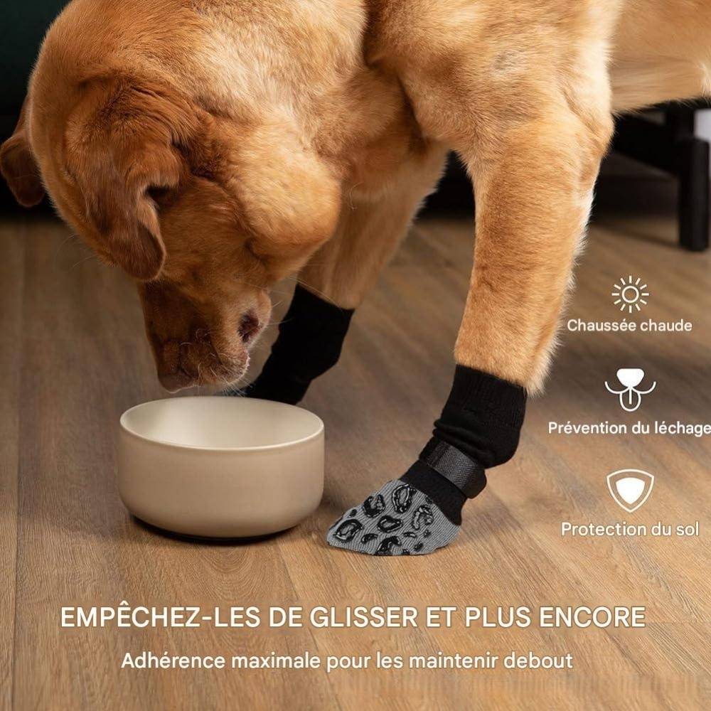 Chaussettes Pour Chien 2 Paires S Coton Anti-Lèchage, Sangles Ajustables - Lytech - Image 3