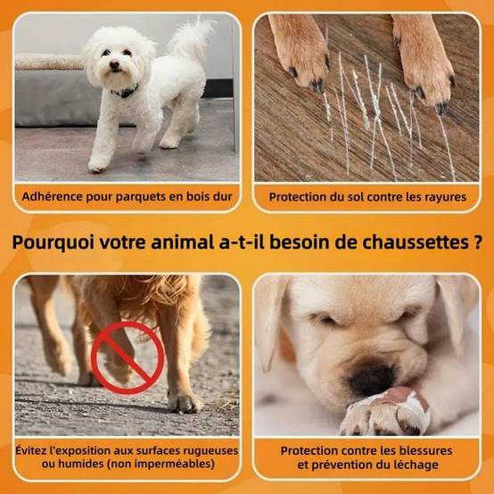 Chaussettes Pour Chien 2 Paires S Coton Anti-Lèchage, Sangles Ajustables - Lytech - Image 4