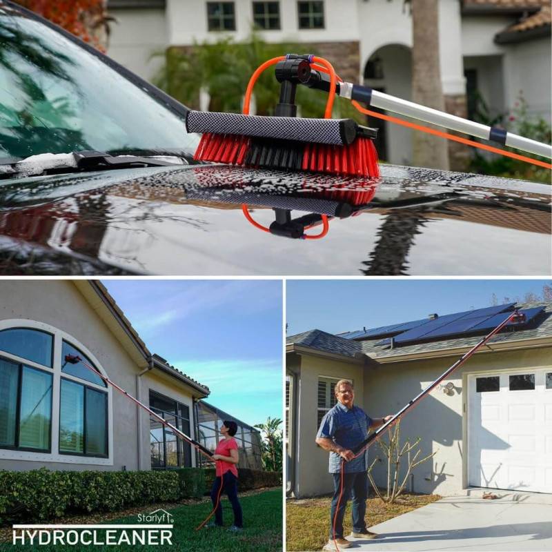 Rouge/Noir 3,6 mètres TELESCOPIC HYDROCLEANER | Brosse à eau de lavage | Manche télescopique | Brosse avec éponge et raclette - VENTEO - Image 2