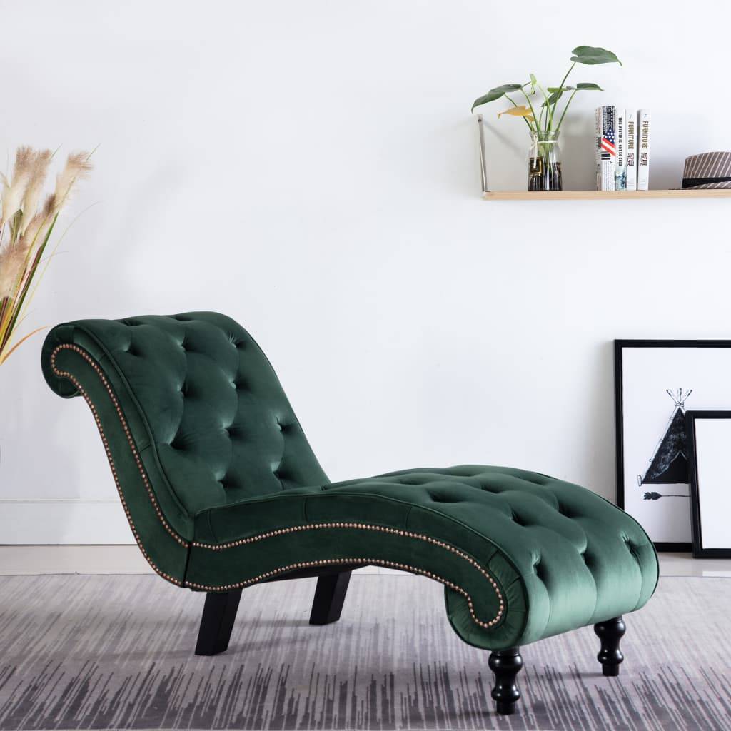 Maison Chic - Bain de soleil - Transats - Chaises longues Velours Vert - MEUBLE PRO - Image 2