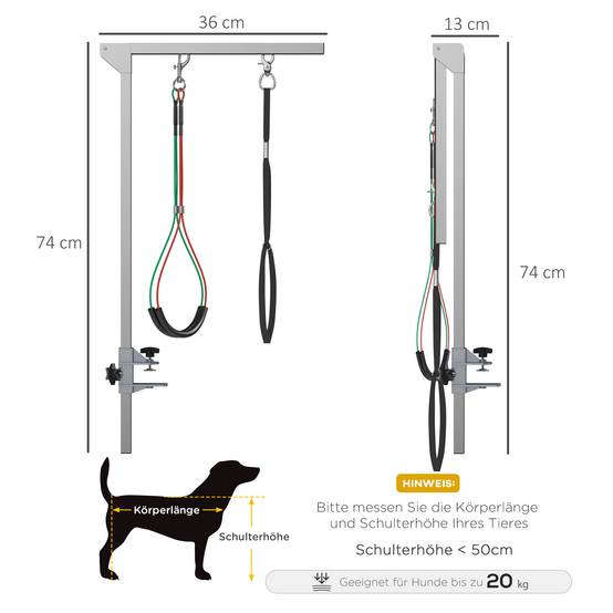 Bras de toilettage pliable en aluminium pour animaux avec pince, ajustable, pour chiens moyens, 36 x 8 x 74 cm - PANGIVO - Image 3