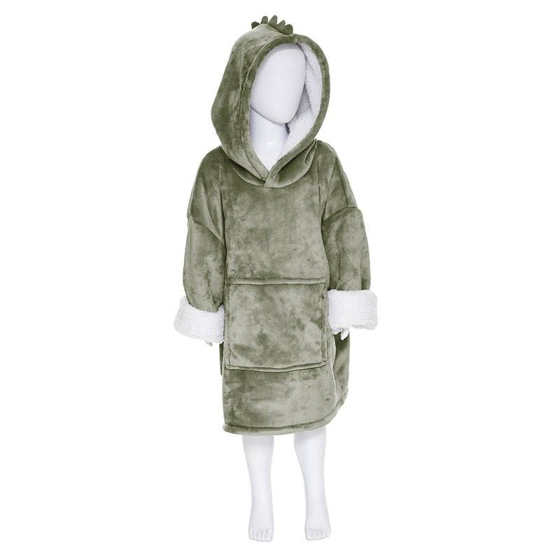Sweat plaid à capuche dino vert enfant Atmosphera - Image 1