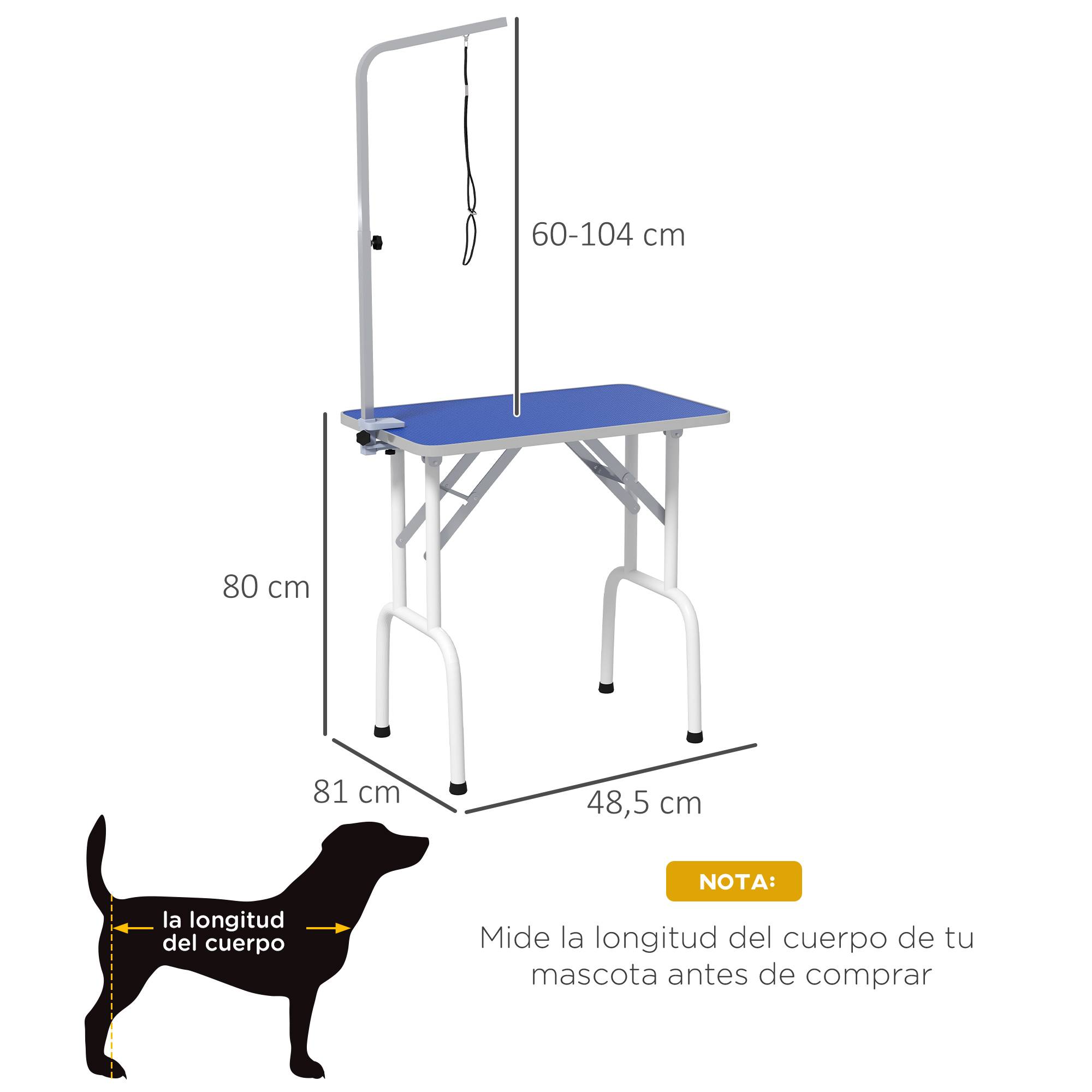 ComfortXL - Table de toilettage chien acier 81x48,5x80 cm bleue plateau antidérapant bras réglable - ComfortXL Outdoor Living - Image 5