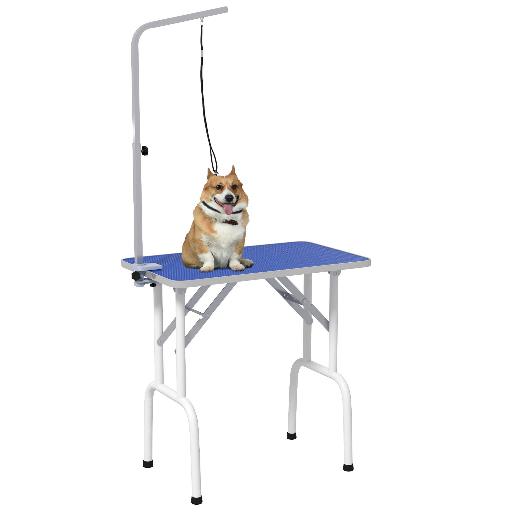 ComfortXL - Table de toilettage chien acier 81x48,5x80 cm bleue plateau antidérapant bras réglable - ComfortXL Outdoor Living - Image 1