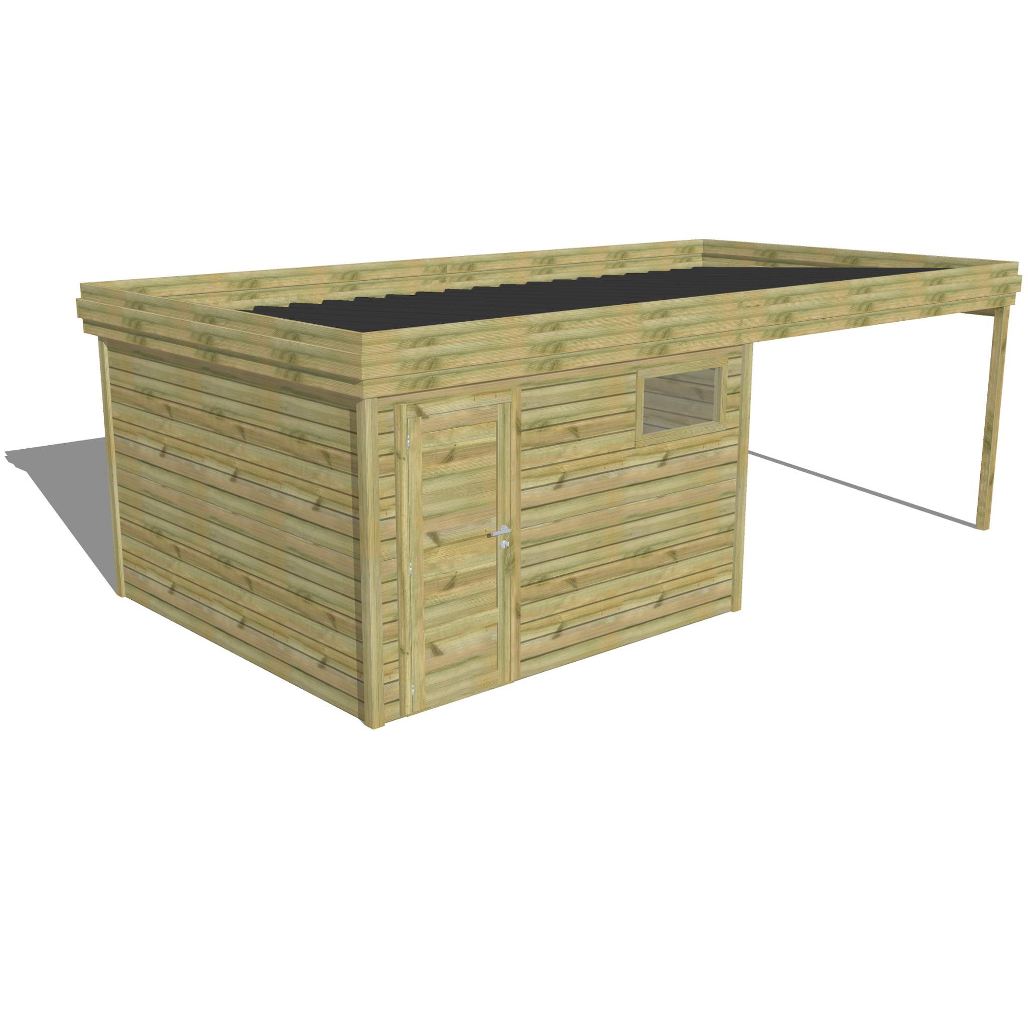 ABRI DE JARDIN bois  autoclave 27mm - 6,94x3,44m / 24m2 - Bac acier - Abri Français - Image 1