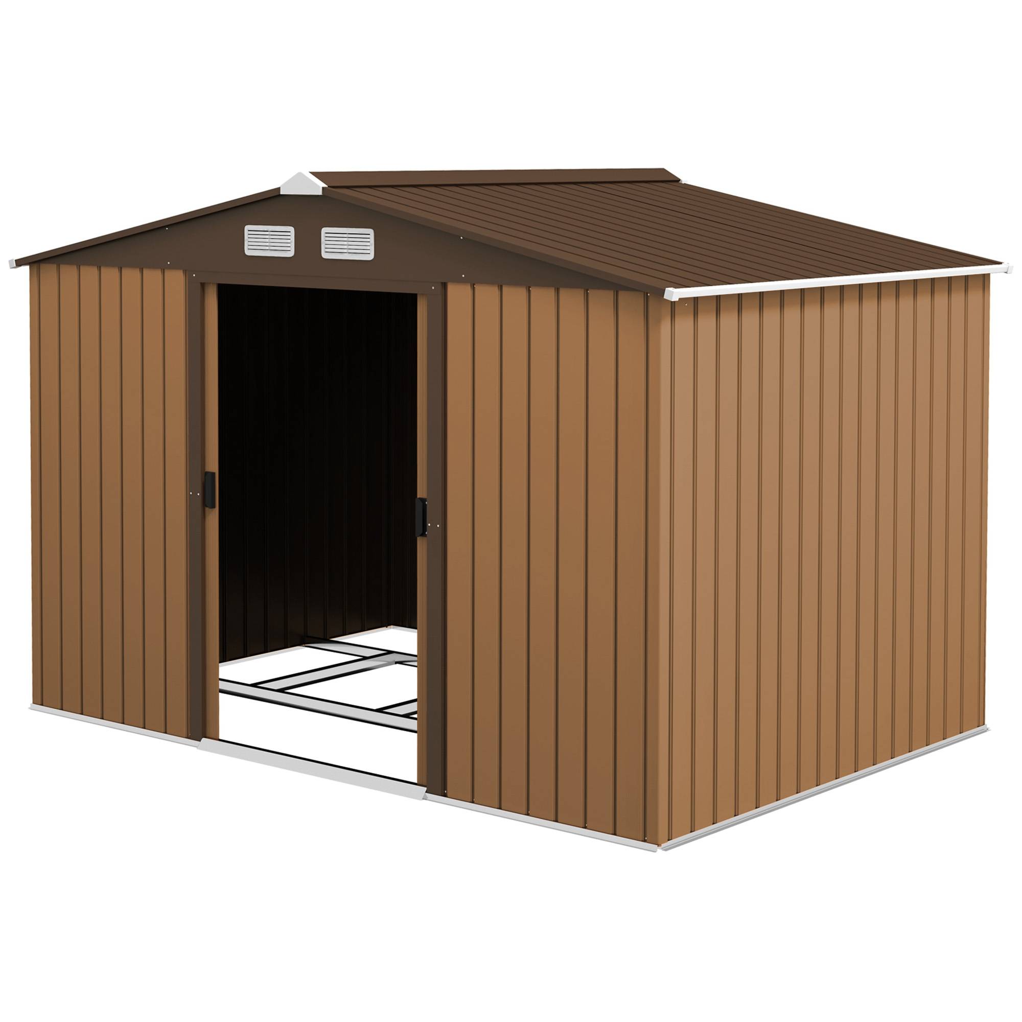 ComfortXL - Abri de jardin en acier 277 x 195 x 192 cm jaune portes coulissantes pour rangement outils et vélos extérieur - Image 2