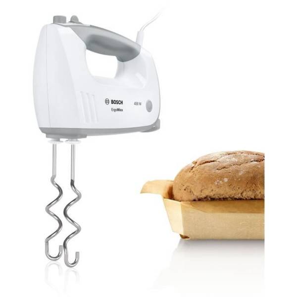 Bosch - Batteur Fouet Electrique  Bosch - MFQ36440 - 450 W - 5 vitesses - 2 fouets / 2 crochets pétrisseurs inox - Bol gradué avec couvercle - Blanc / G - Image 5