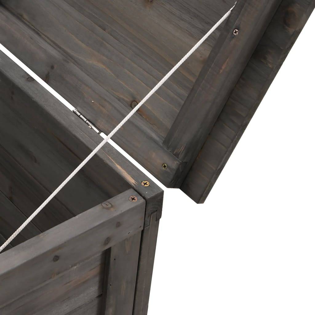 Coffre de rangement - Boîte de rangement extérieure - Coffre de jardin anthracite bois massif de sapin-JU12088 - Image 7