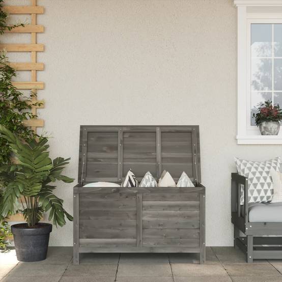 Coffre de rangement - Boîte de rangement extérieure - Coffre de jardin anthracite bois massif de sapin-JU12088 - Image 2