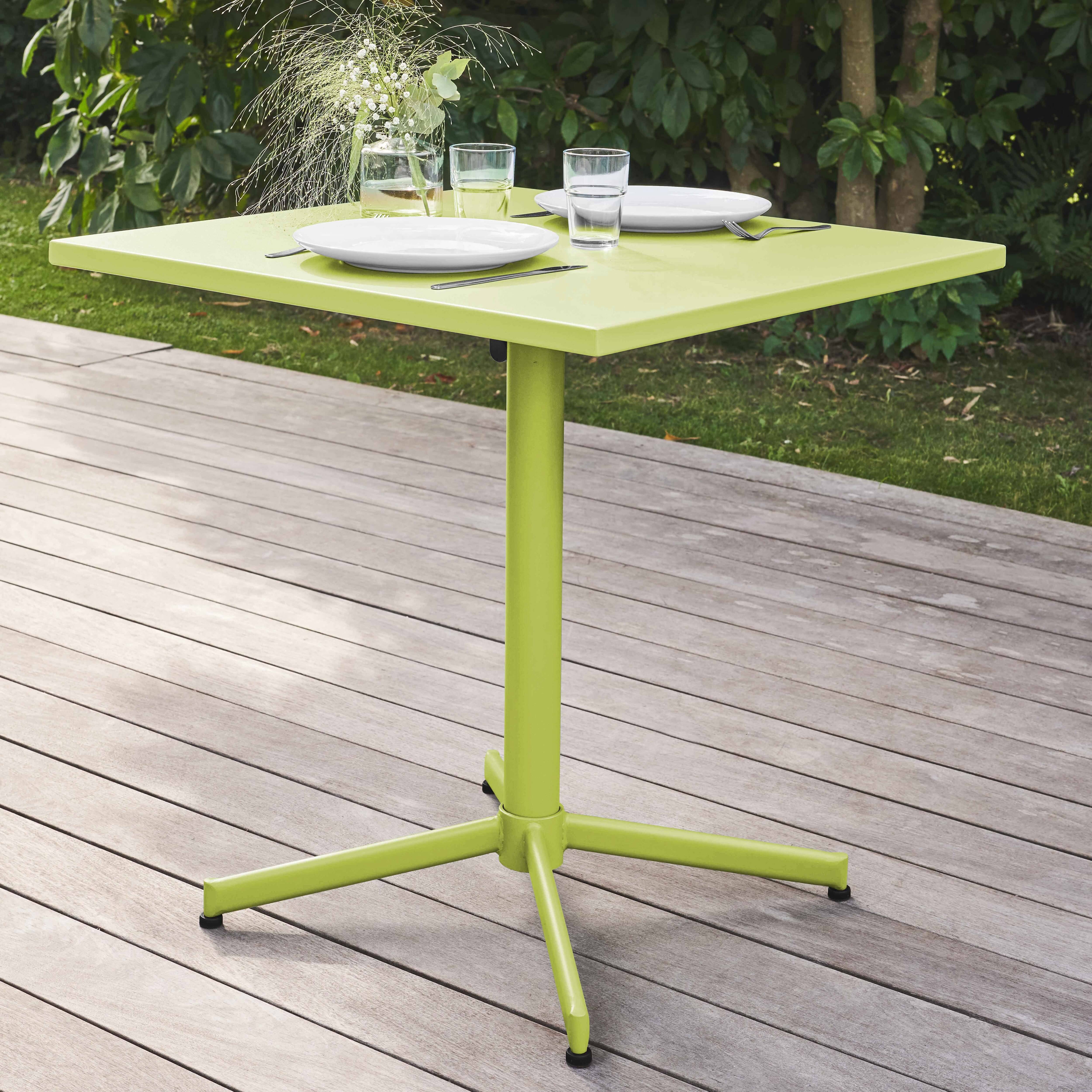 Oviala - Ensemble table de jardin bistrot et 2 fauteuils métal vert Palavas - Oviala - Image 3