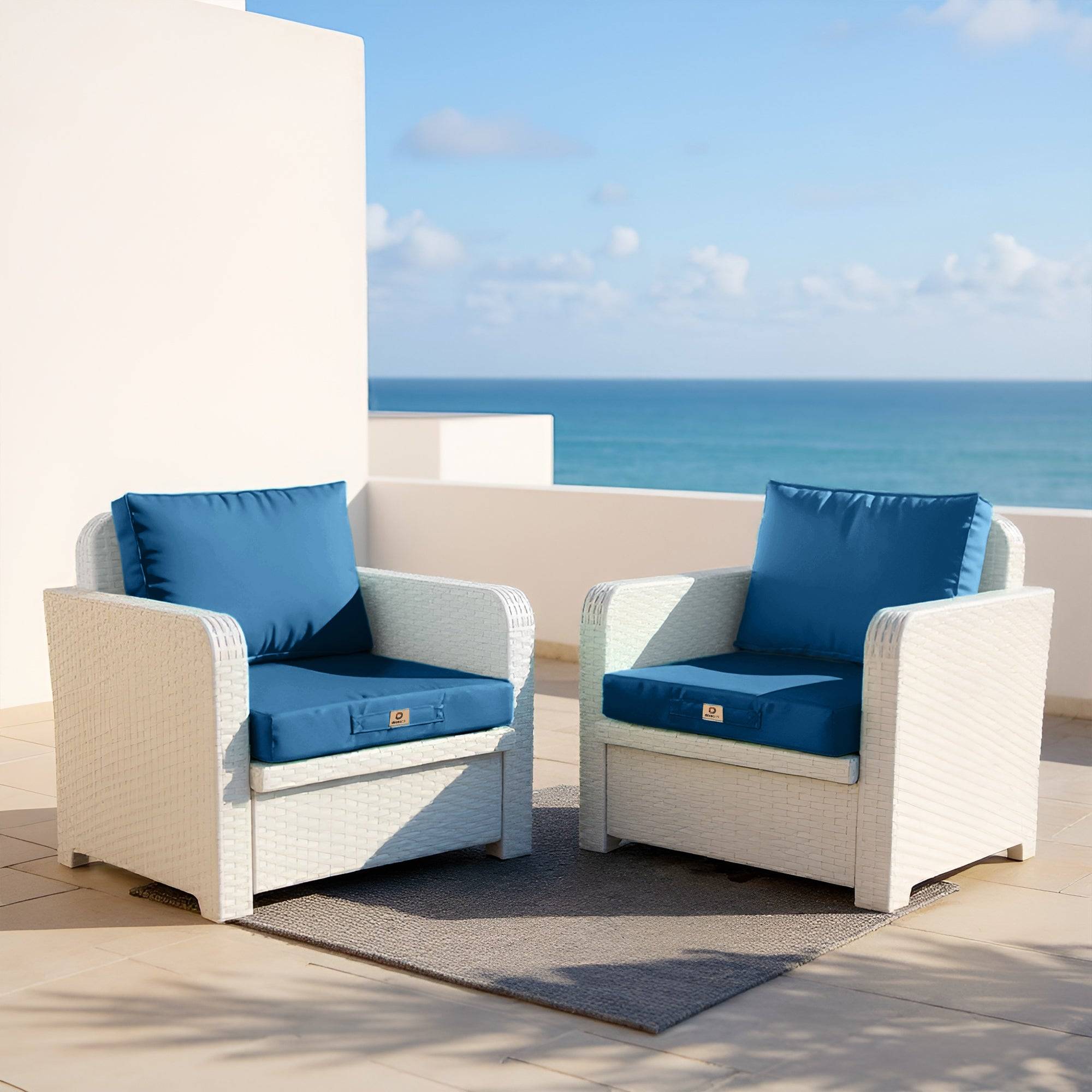 Coussins pour salon de jardin déhoussable 50x60cm Bleu pétrole - Déco arts - Image 2