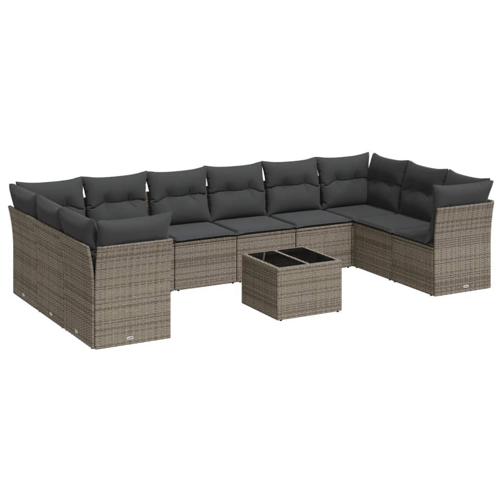 Vidaxl - Salon de jardin 11 pcs avec coussins gris résine tressée vidaXL 3218210 - Image 2