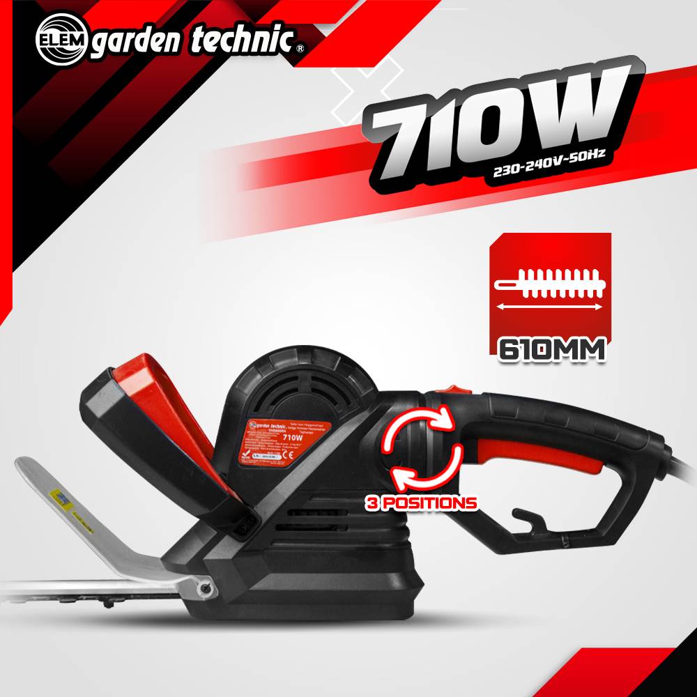 Elem Garden Technic - Taille haies électrique 710W - Lame 61cm - Poignée arrière rotative - Elem Garden - Image 2