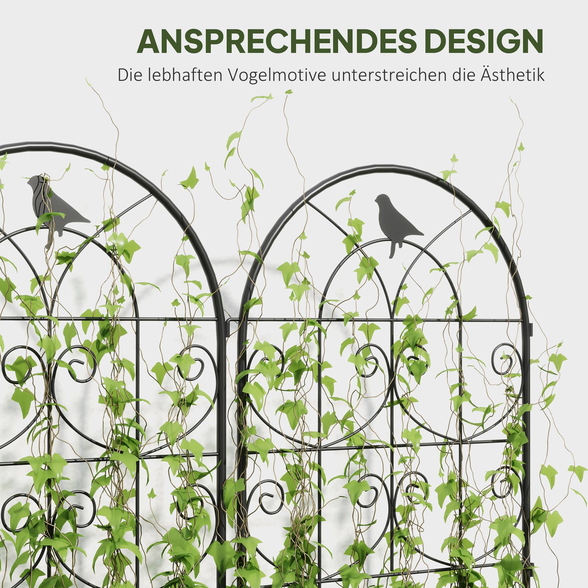 Lot de 2 Treillages Métal Motif Oiseaux Plantes Grimpantes 50x120 cm Noir - ComfortXL Outdoor Living - Image 5