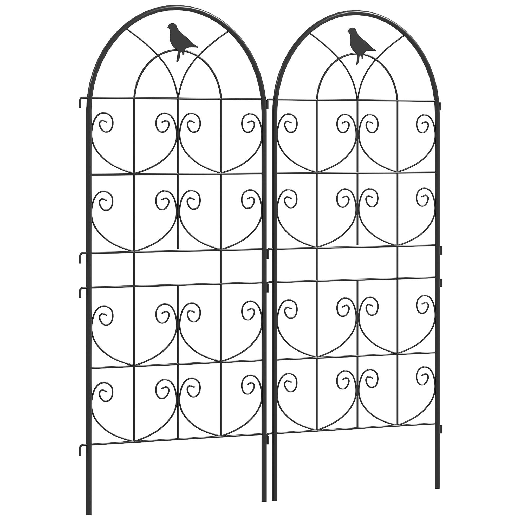 Lot de 2 Treillages Métal Motif Oiseaux Plantes Grimpantes 50x120 cm Noir - ComfortXL Outdoor Living - Image 2