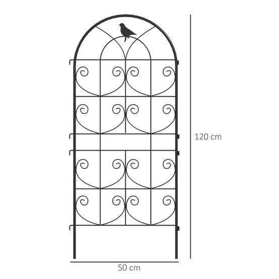 Lot de 2 Treillages Métal Motif Oiseaux Plantes Grimpantes 50x120 cm Noir - ComfortXL Outdoor Living - Image 3