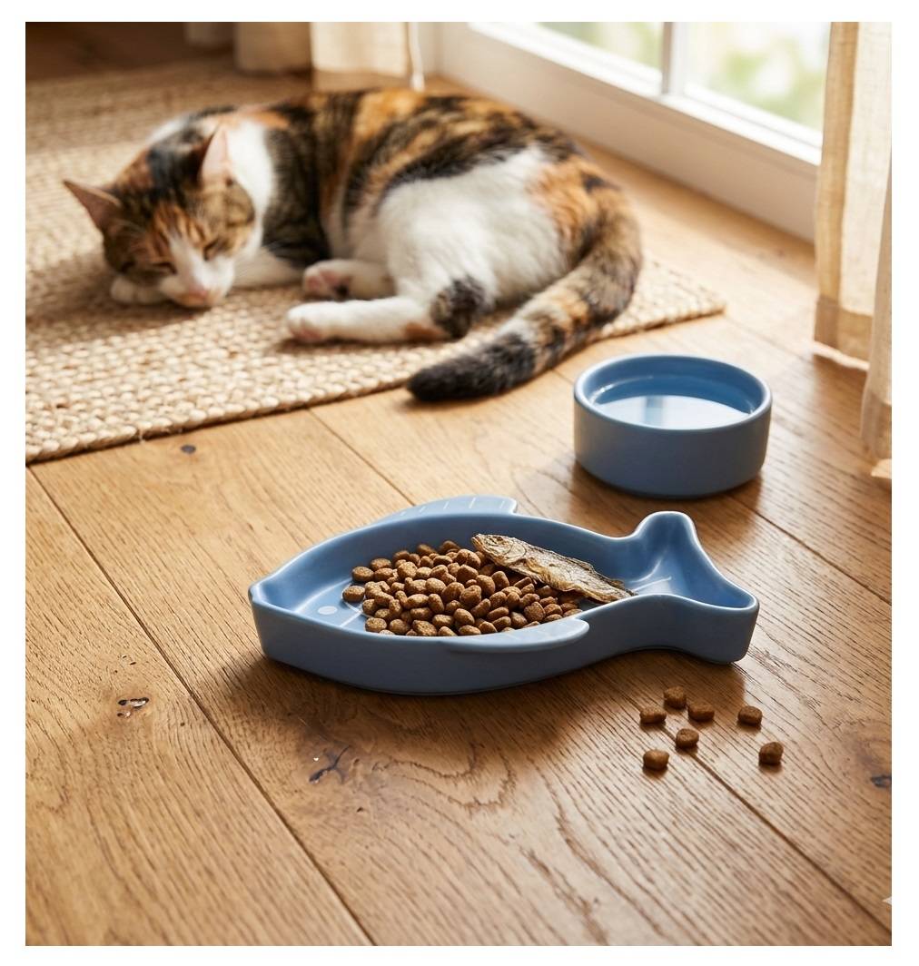 Gamelle pour chat 17 cm Fishie bleu - Image 2
