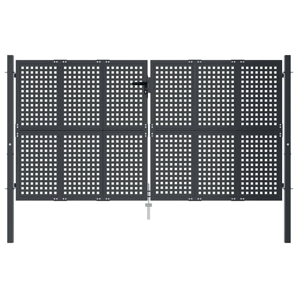 Cecaylie Portail Jardin Métal Acier Galvanisé 120x100cm Anthracite - Porte Clôture Avec Poignée Inox Et 3 Clés