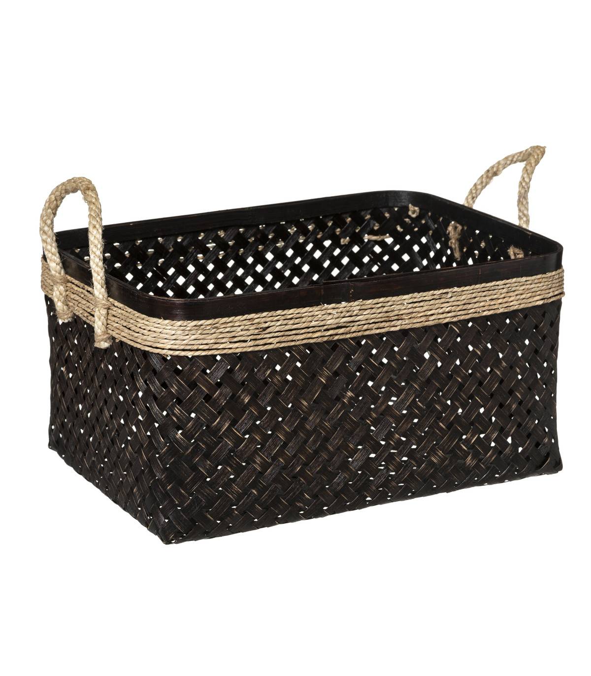 Set de 3 Paniers de rangement Bruns en Bambou et Roseau - Image 3
