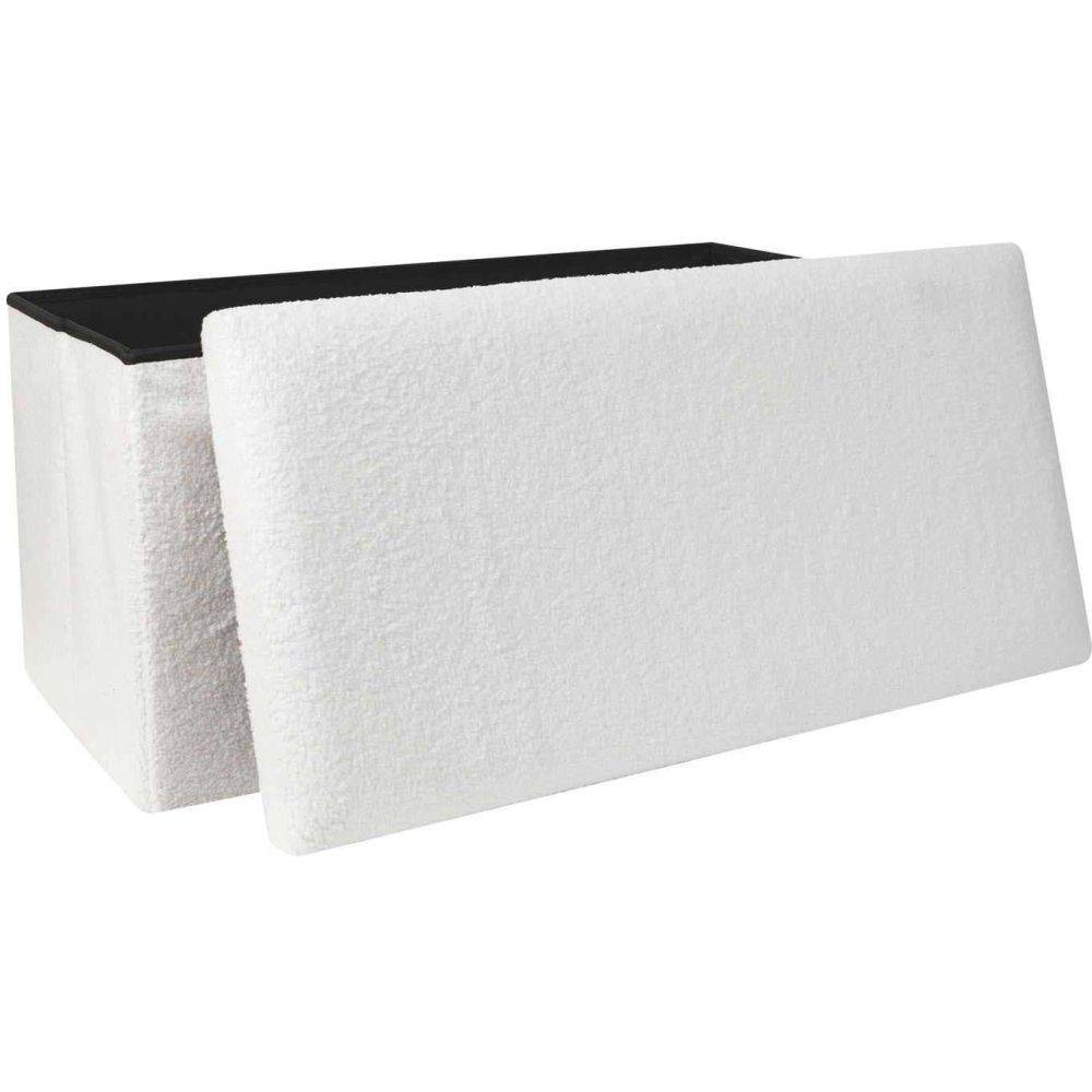 The Home Deco Factory - Banc coffre pliable en bouclette blanc - Image 4
