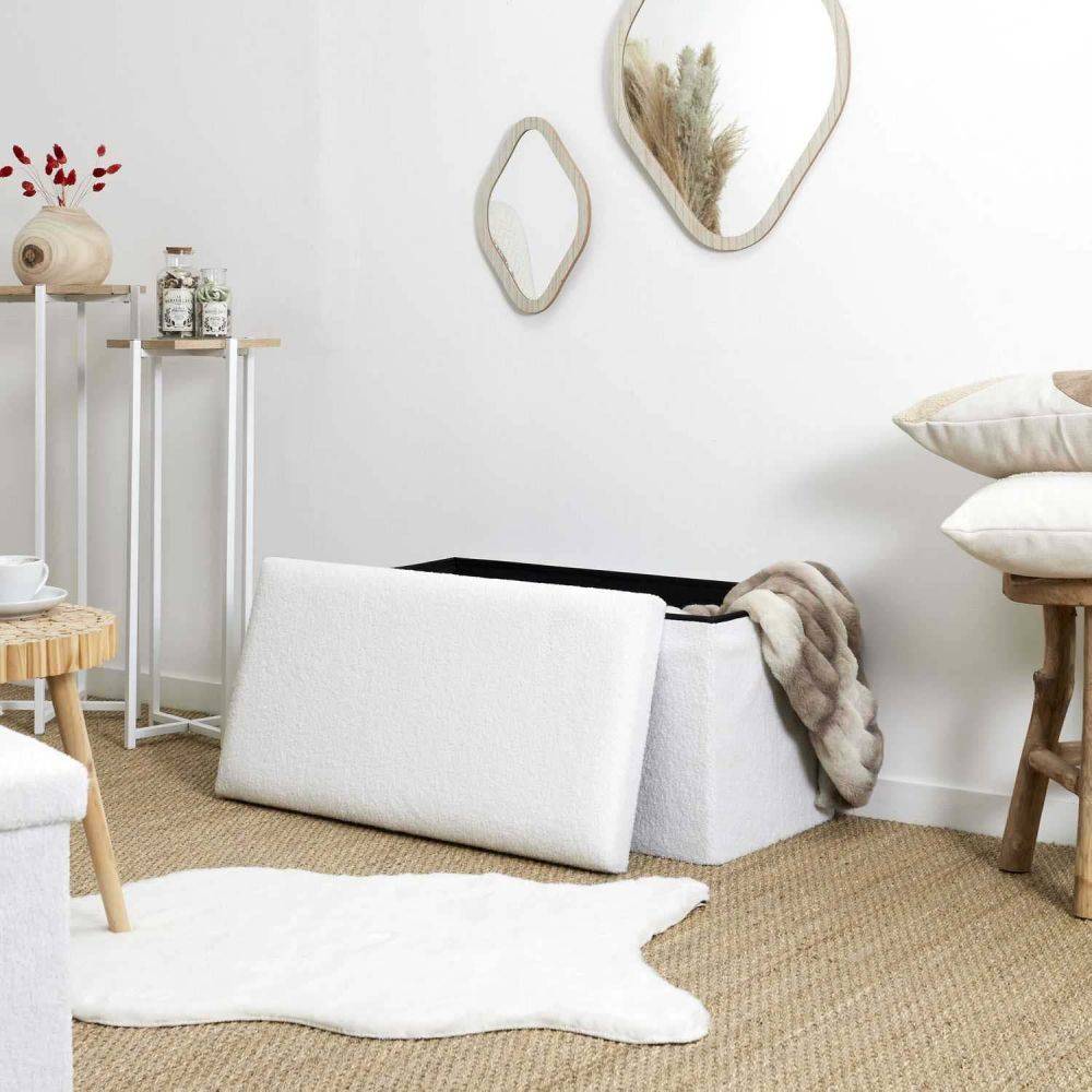 The Home Deco Factory - Banc coffre pliable en bouclette blanc - Image 2