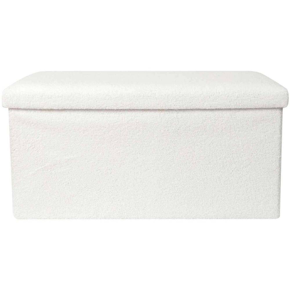 The Home Deco Factory - Banc coffre pliable en bouclette blanc - Image 3