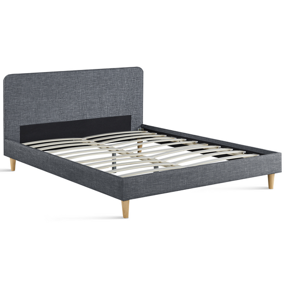 Lit double scandinave BALTA avec tête de lit et sommier 140 x 190 cm tissu gris anthracite - Image 8