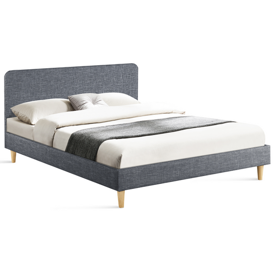 Lit double scandinave BALTA avec tête de lit et sommier 140 x 190 cm tissu gris anthracite - Image 2