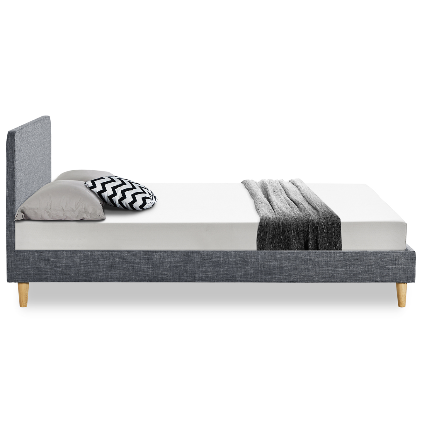 Lit double scandinave BALTA avec tête de lit et sommier 140 x 190 cm tissu gris anthracite - Image 6