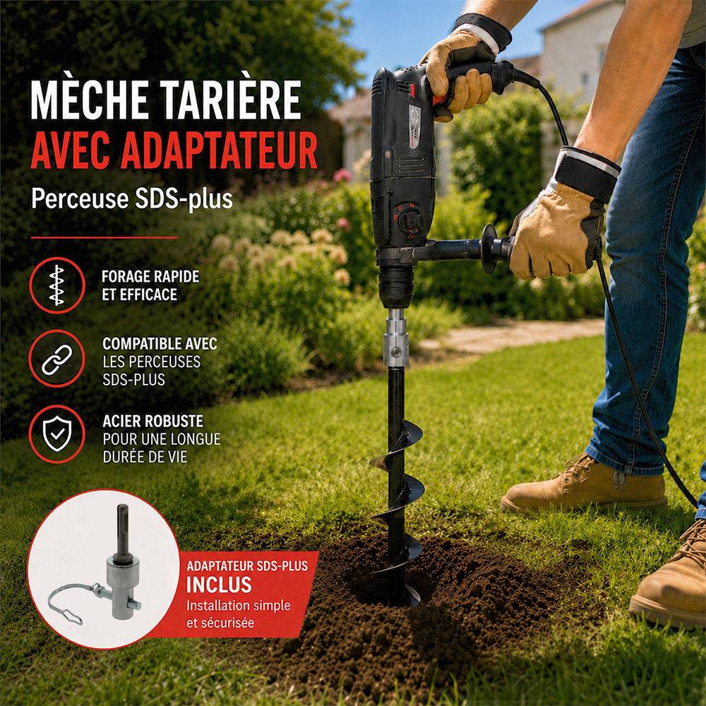 Gt Market - Mèche de tarière Ø 80 mm avec adaptateur pour perceuse et perforateur SDS-plus - GT MARKET - Image 5