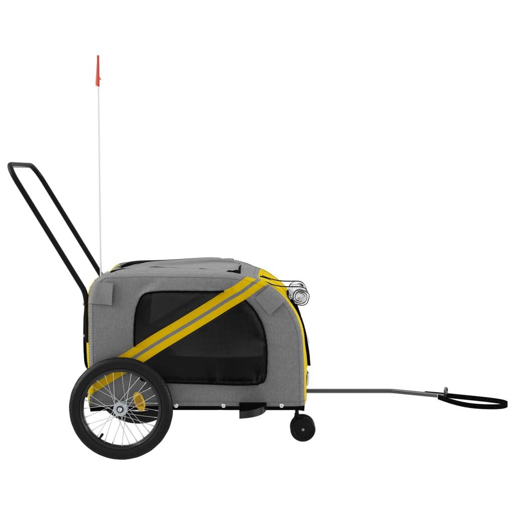 Remorque de vélo pour animaux fer et tissu Oxford jaune et gris 134 x 68 x 72 cm - PANGIVO - Image 6