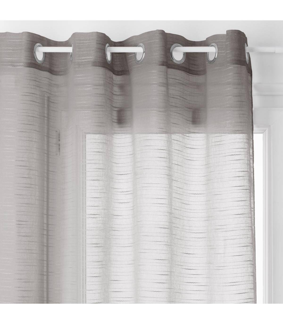 Voilage à œillets Gris texturé 140 x 240 cm - Image 1