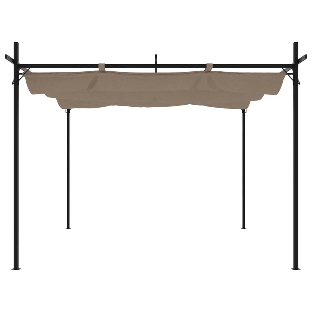Pergola de Terrasse Aluminium Acier avec Toit Rétractable Toile Anti-UV Jardin Taupe 295x292 cm – ComfortXL Outdoor Living - Image 3