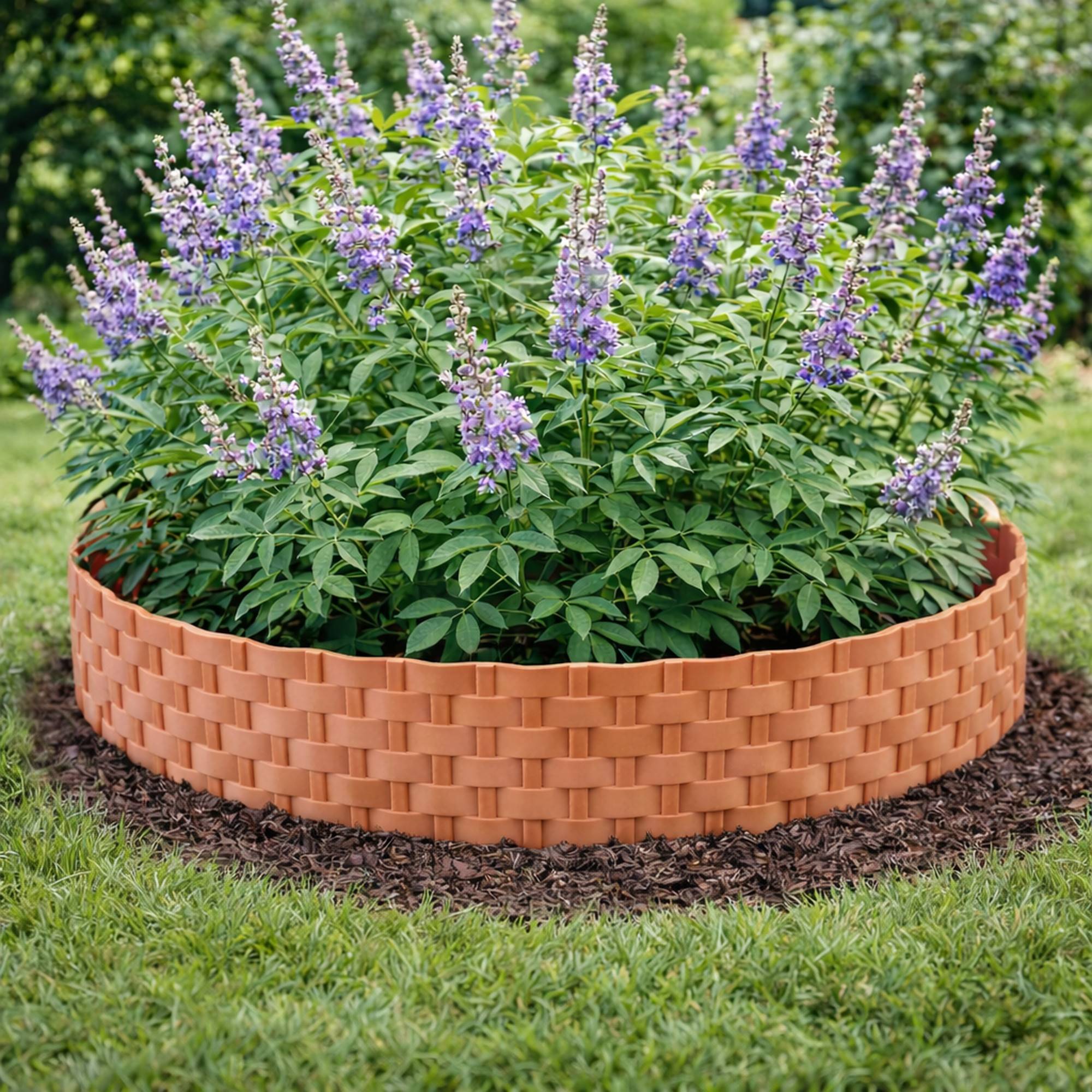 Bordure de pelouse aspect rotin terracotta 8x80 cm – Bordure jardin clipsable gazon - Image 6