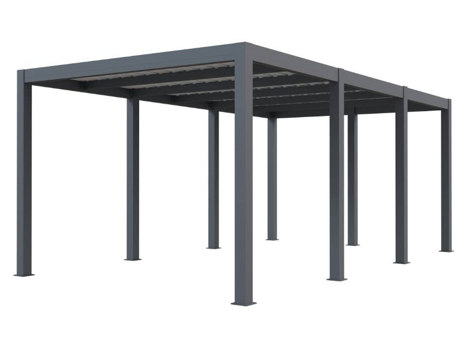Carport aluminium CARLTON 324 x 550 cm - 1 Voiture - 17,69m2 - Gris anthracite - Image 2
