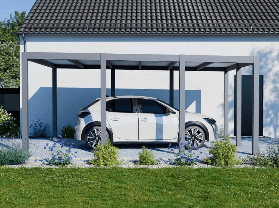 Carport aluminium CARLTON 324 x 550 cm - 1 Voiture - 17,69m2 - Gris anthracite - Image 5