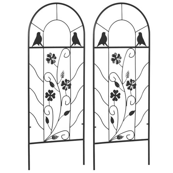 Lot 2 Treillis Jardin Métal Plantes Grimpantes Support Décoratif 38x98cm Noir - ComfortXL Outdoor Living - Image 1