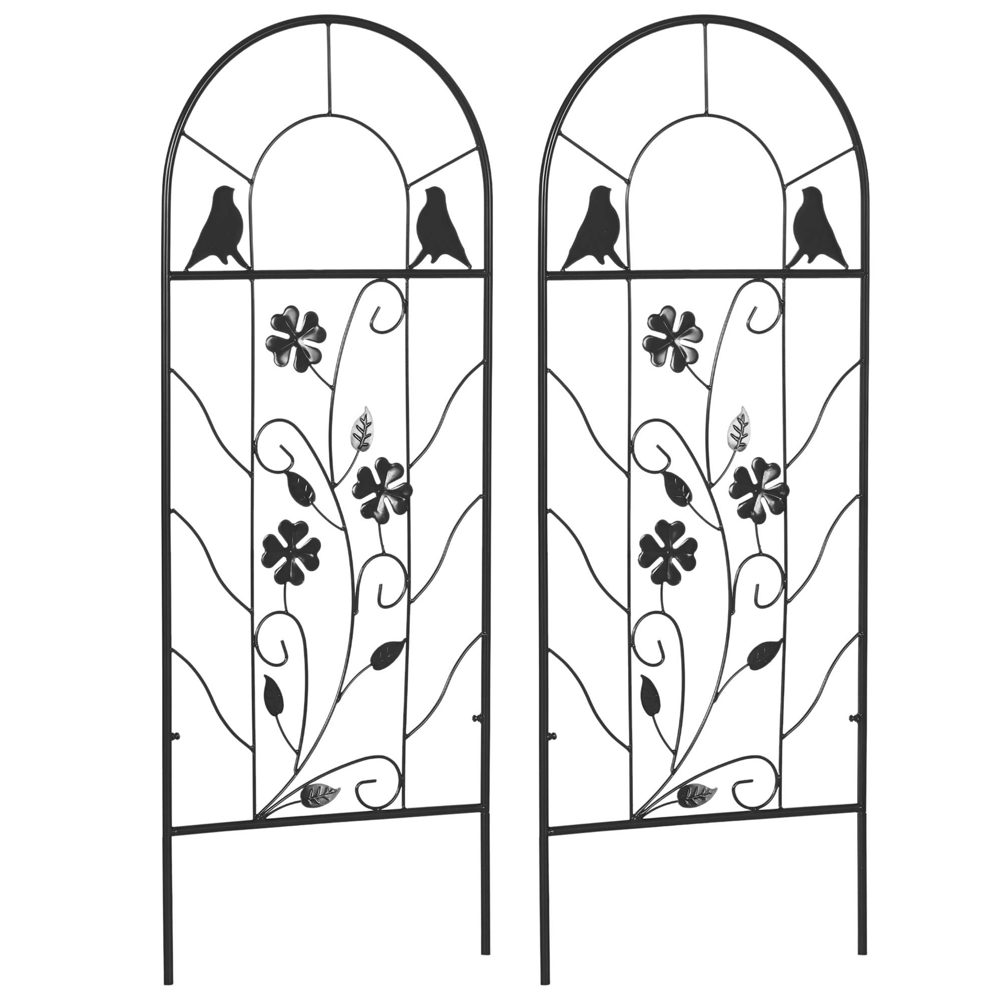 Lot 2 Treillis Jardin Métal Plantes Grimpantes Support Décoratif 38x98cm Noir - ComfortXL Outdoor Living - Image 1