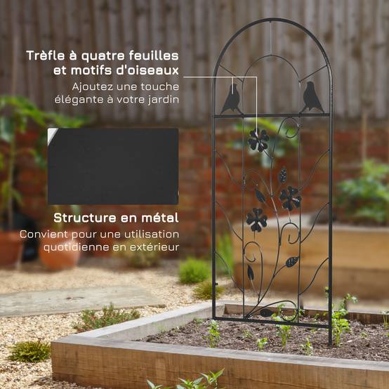 Lot 2 Treillis Jardin Métal Plantes Grimpantes Support Décoratif 38x98cm Noir - ComfortXL Outdoor Living - Image 8