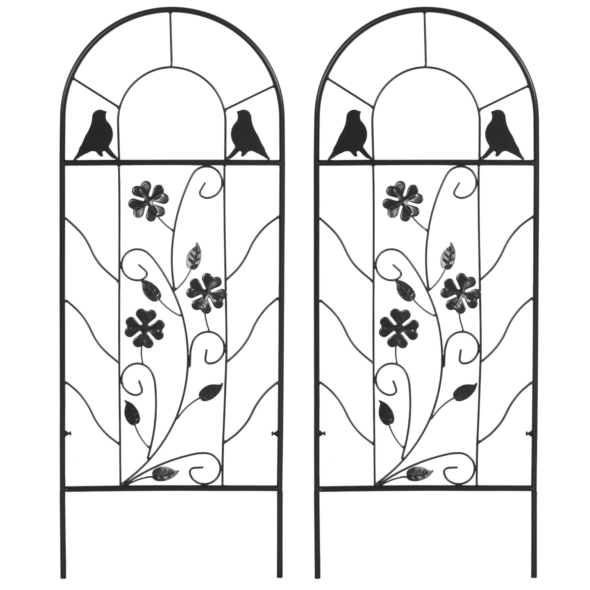 Lot 2 Treillis Jardin Métal Plantes Grimpantes Support Décoratif 38x98cm Noir - ComfortXL Outdoor Living - Image 2